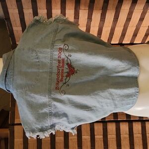 Vintage biker jean top tie waist